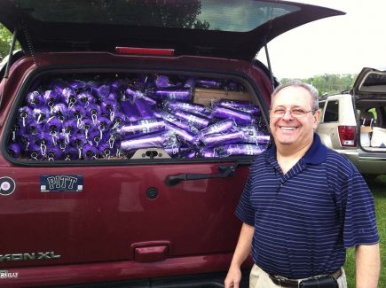 The sheer amount of water bottles we brought made Dr. Harris crack up!